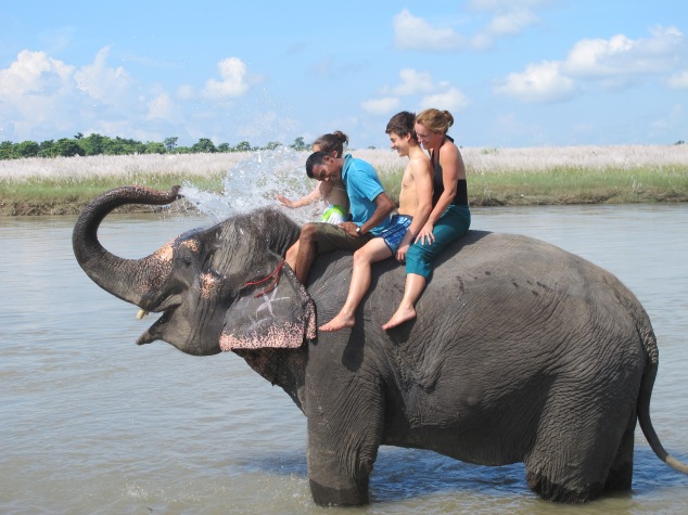 Bathing the elephant, Nepal